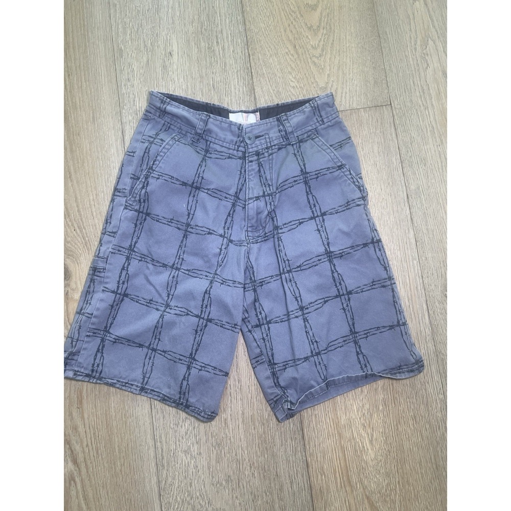 OP Men's Gray‎ Barbed Wired Plaid Shorts Size 28 Excellent Condition